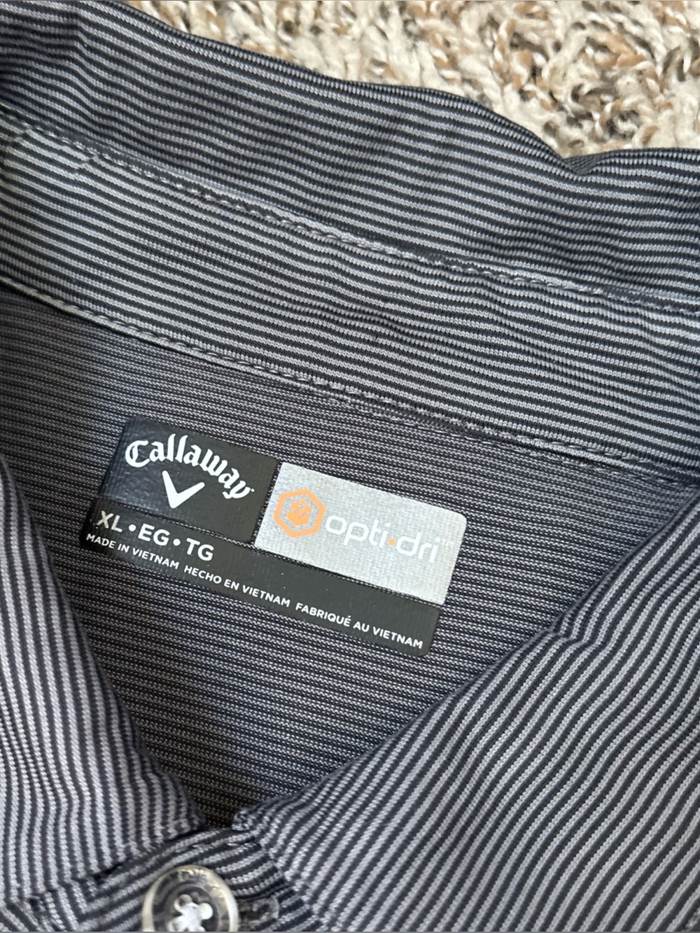Callaway Mens Golf Polo Shirt, Black Striped Opti-Dri Short Sleeve, XL